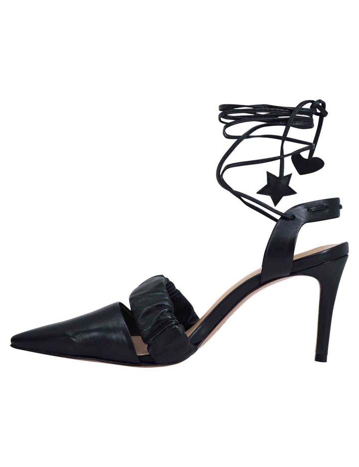 Spatarella Decollete slingback donna in pelle bianca con laccetti alla caviglia tacco alto Promozione