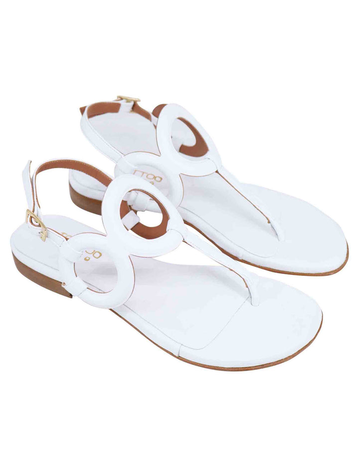Spatarella Sandali infradito slingback donna in pelle bianca con punta tonda e tacco basso Spedizione Gratuita