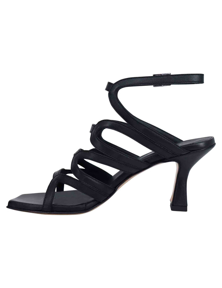 Spatarella Sandali slingback donna in pelle nera con tacco alto e punta quadra Soddisfazione Garantita