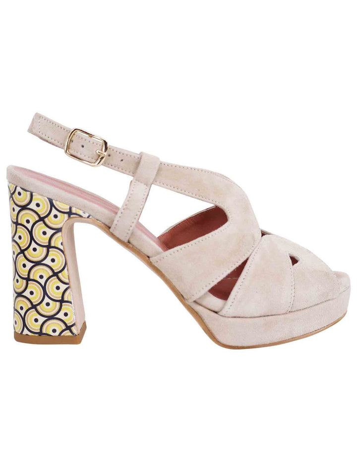 Spatarella Sandali slingback donna in camoscio sabbia con tacco alto e plateau Qualità Garantita