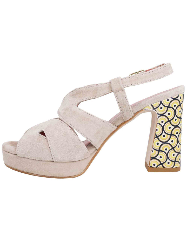 Spatarella Sandali slingback donna in camoscio sabbia con tacco alto e plateau Qualità Garantita