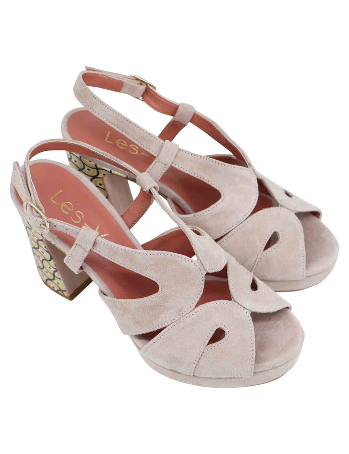 Spatarella Sandali slingback donna in camoscio sabbia con tacco alto e plateau Qualità Garantita