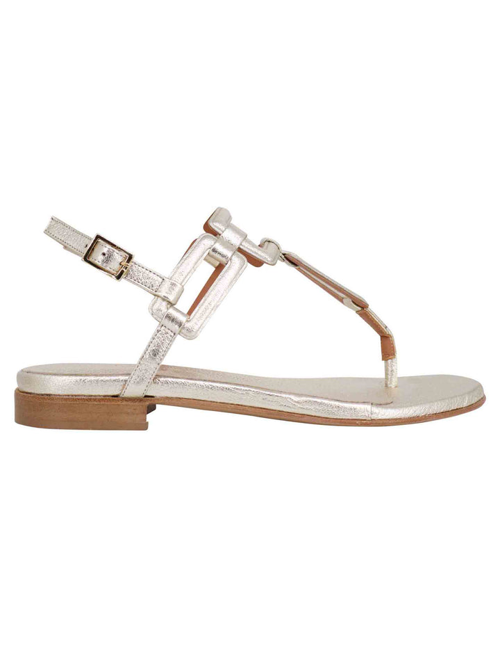 Spatarella Sandali flat slingback infradito donna in pelle laminata platino Negozi Online
