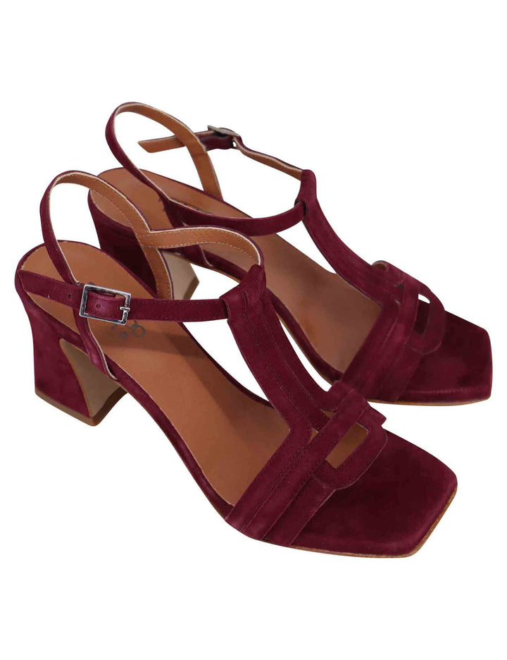 Spatarella Sandali slingback donna in camoscio bordeaux con punta quadra Acquista Ora