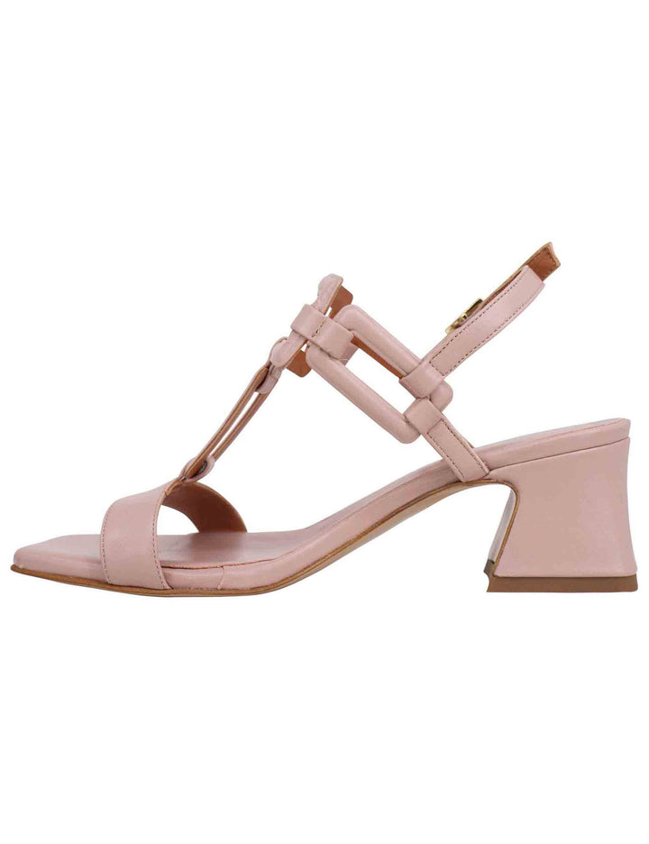 Spatarella Sandali sligback donna in pelle cipria con punta quadra e tacco in pelle Consegna Veloce