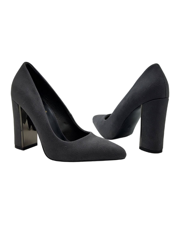 Spatarella Décolleté Donna In Eco Camoscio Grgio Tacco Alto Shopping Online