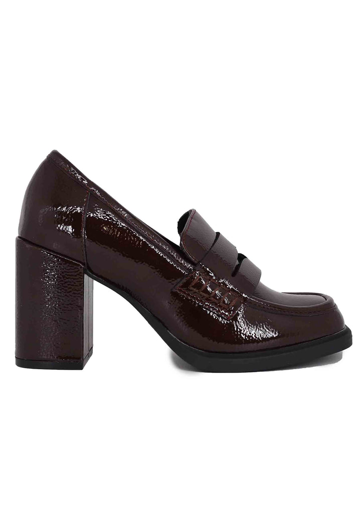 Spatarella Mocassini donna in vernice bordeaux con tacco alto e punta tonda Convenienza