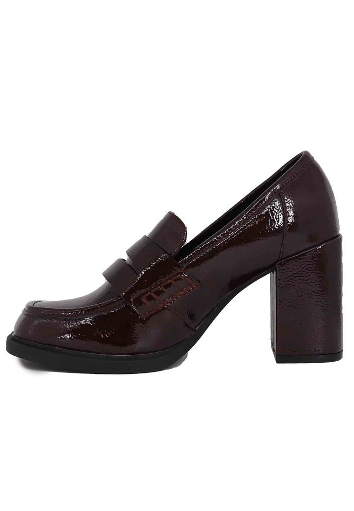 Spatarella Mocassini donna in vernice bordeaux con tacco alto e punta tonda Convenienza