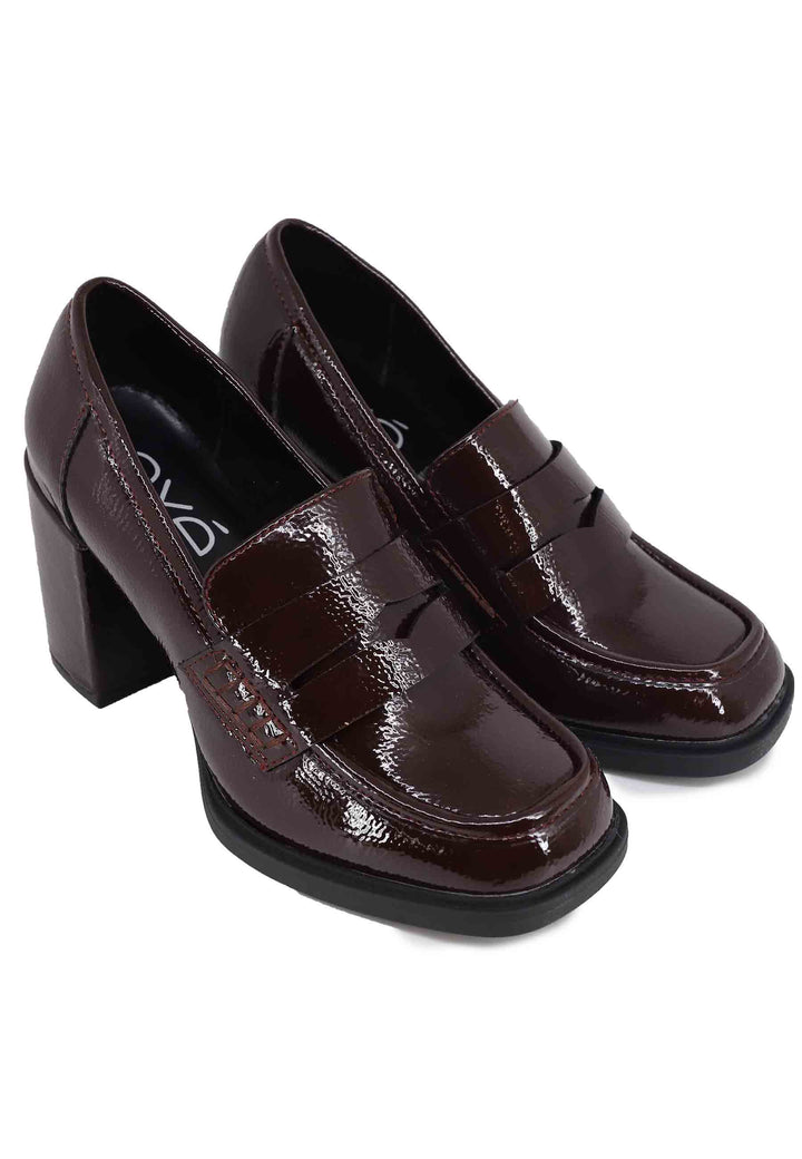 Spatarella Mocassini donna in vernice bordeaux con tacco alto e punta tonda Convenienza