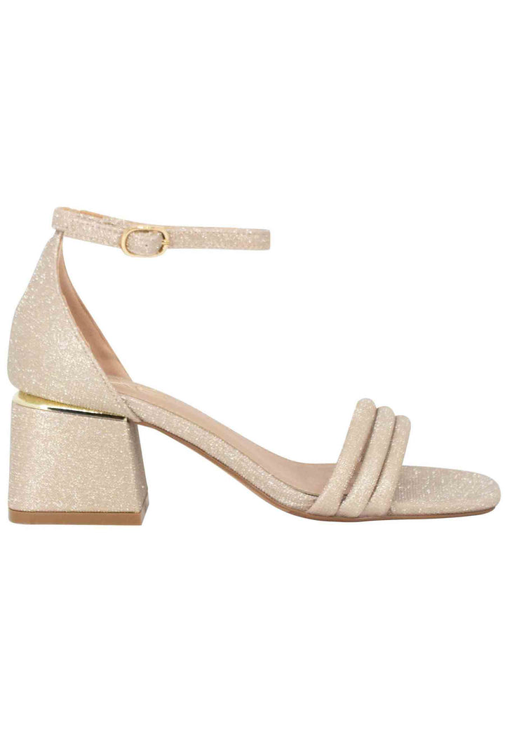Spatarella Sandali donna in tessuto glitter oro con tallone chiuso e cinturino alla caviglia Presa