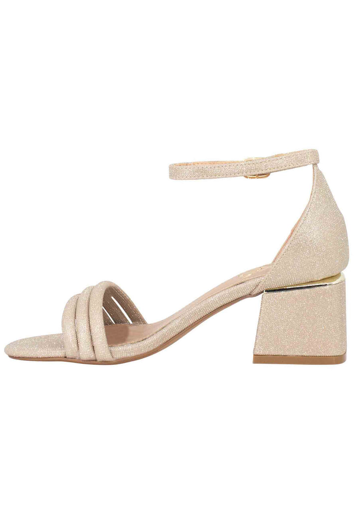 Spatarella Sandali donna in tessuto glitter oro con tallone chiuso e cinturino alla caviglia Presa