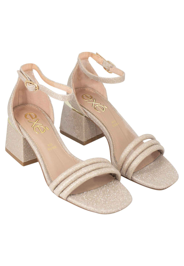 Spatarella Sandali donna in tessuto glitter oro con tallone chiuso e cinturino alla caviglia Presa
