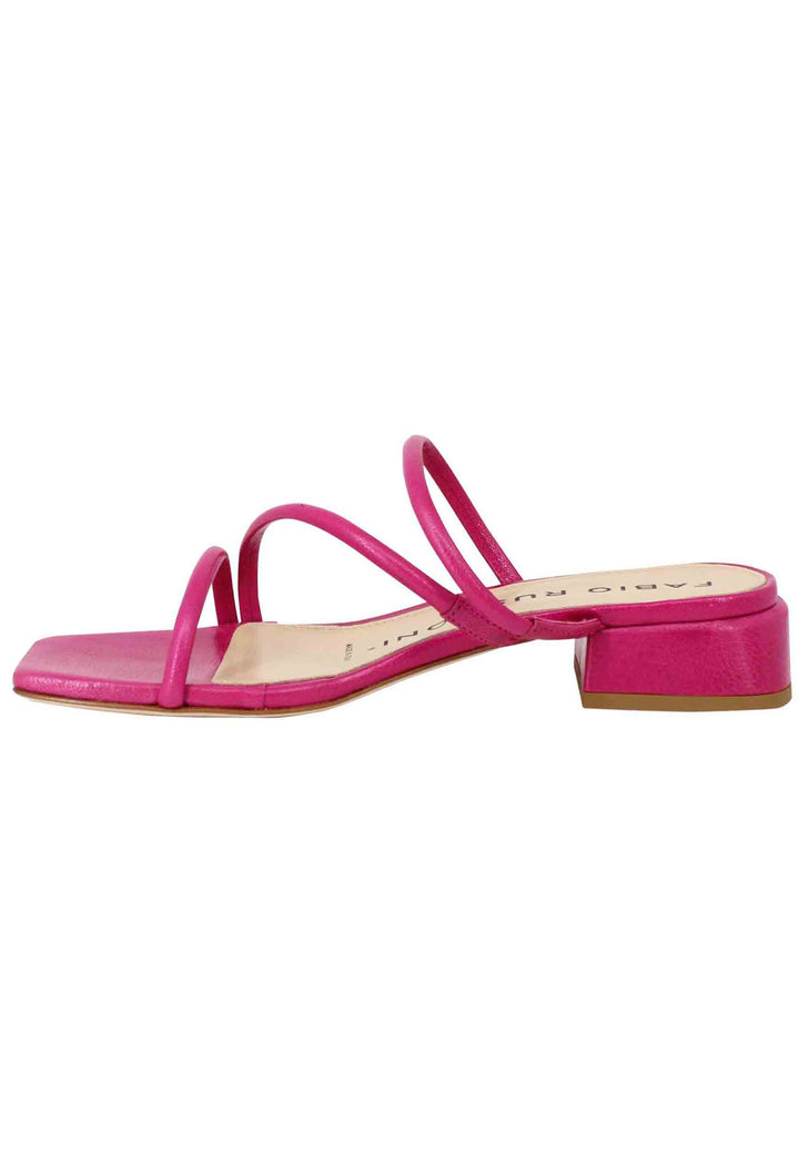 Spatarella Sandali donna in pelle fuxia con tacco basso e punta quadra Offerta