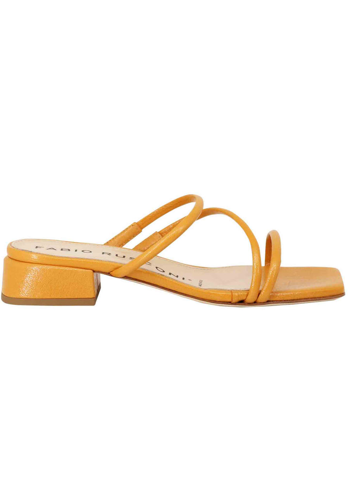 Spatarella Sandali donna in pelle senape con tacco basso e punta quadra Online