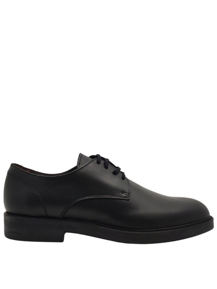 Spatarella Calzature Uomo Stringate Waterproof in Pelle Nera Opaca con Tomaia Liscia e Fondo in Gomma Vendita Economica