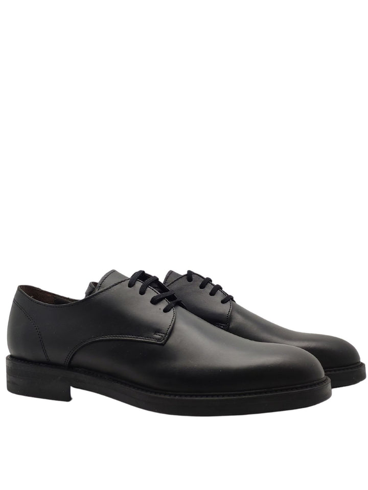 Spatarella Calzature Uomo Stringate Waterproof in Pelle Nera Opaca con Tomaia Liscia e Fondo in Gomma Vendita Economica