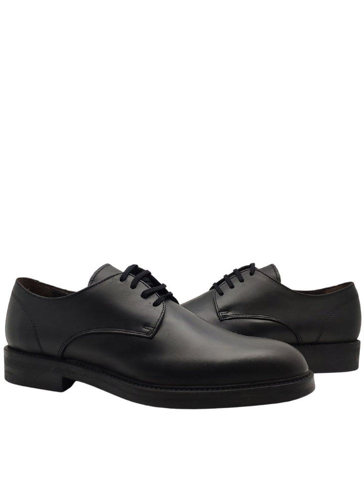 Spatarella Calzature Uomo Stringate Waterproof in Pelle Nera Opaca con Tomaia Liscia e Fondo in Gomma Vendita Economica