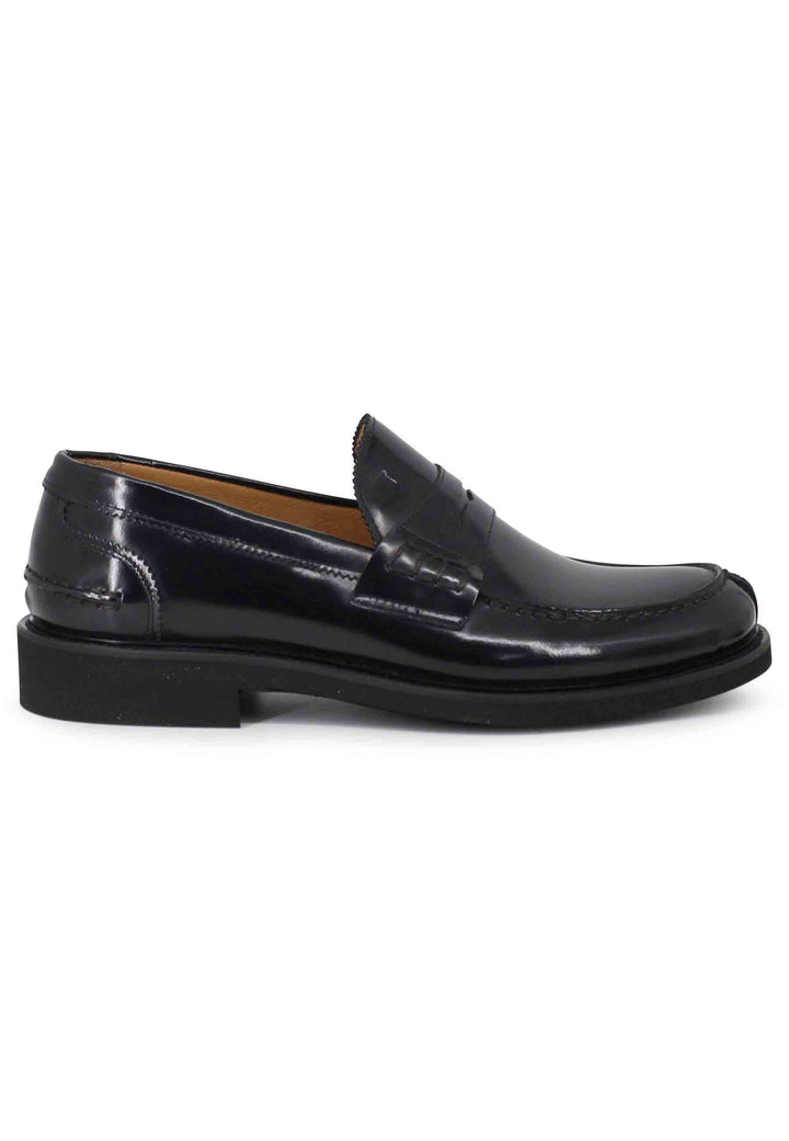 Spatarella Mocassini uomo in pelle nera con suola cucita in gomma ultra leggera Negozio