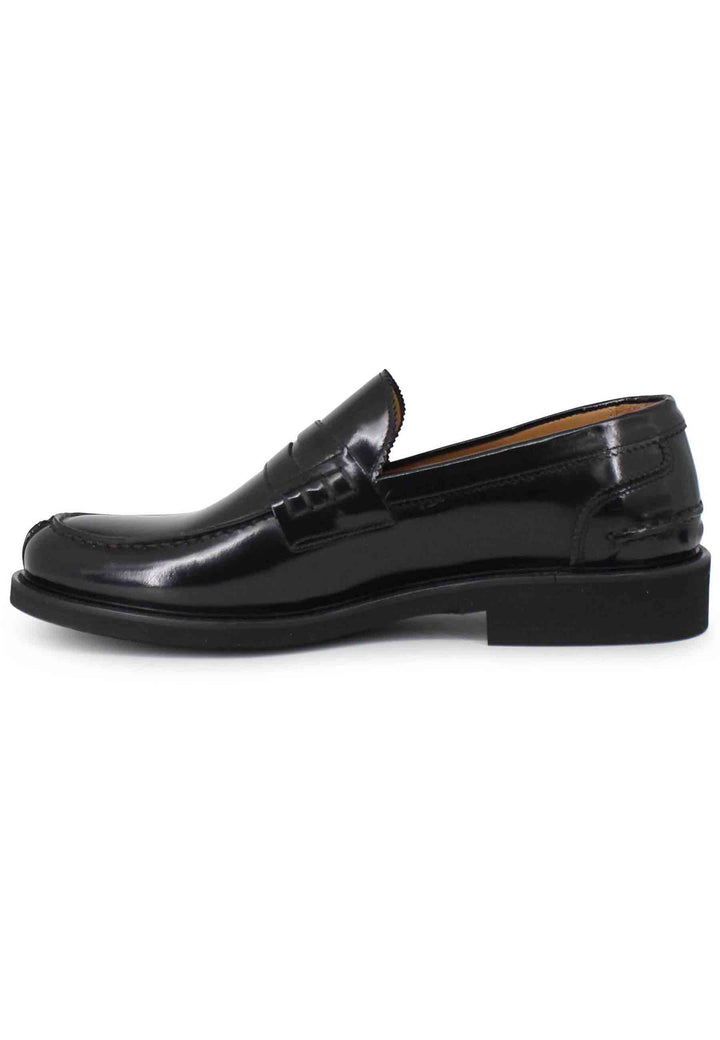 Spatarella Mocassini uomo in pelle nera con suola cucita in gomma ultra leggera Negozio