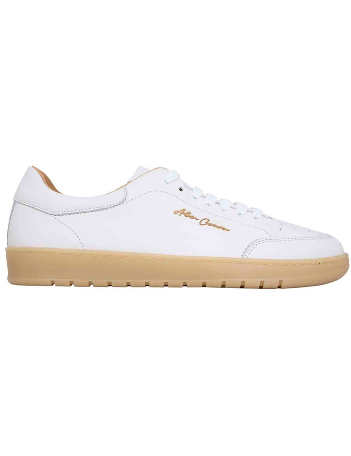 Spatarella Sneakers uomo in pelle bianca con suola in gomma ambra Italy