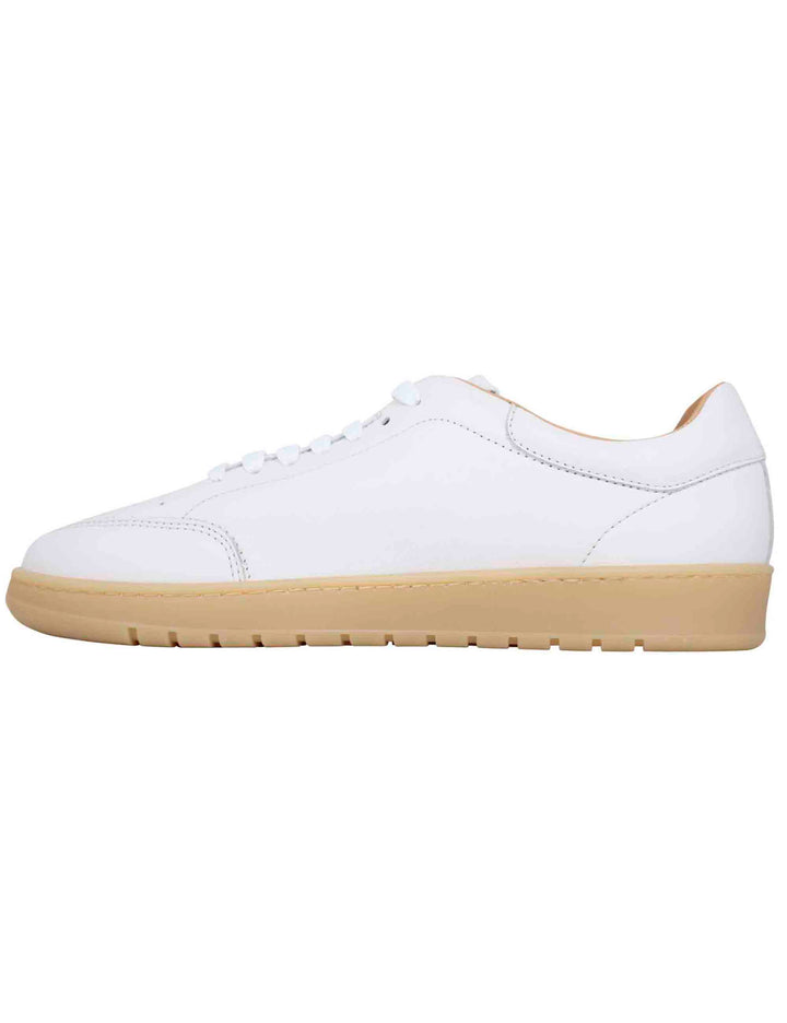 Spatarella Sneakers uomo in pelle bianca con suola in gomma ambra Italy