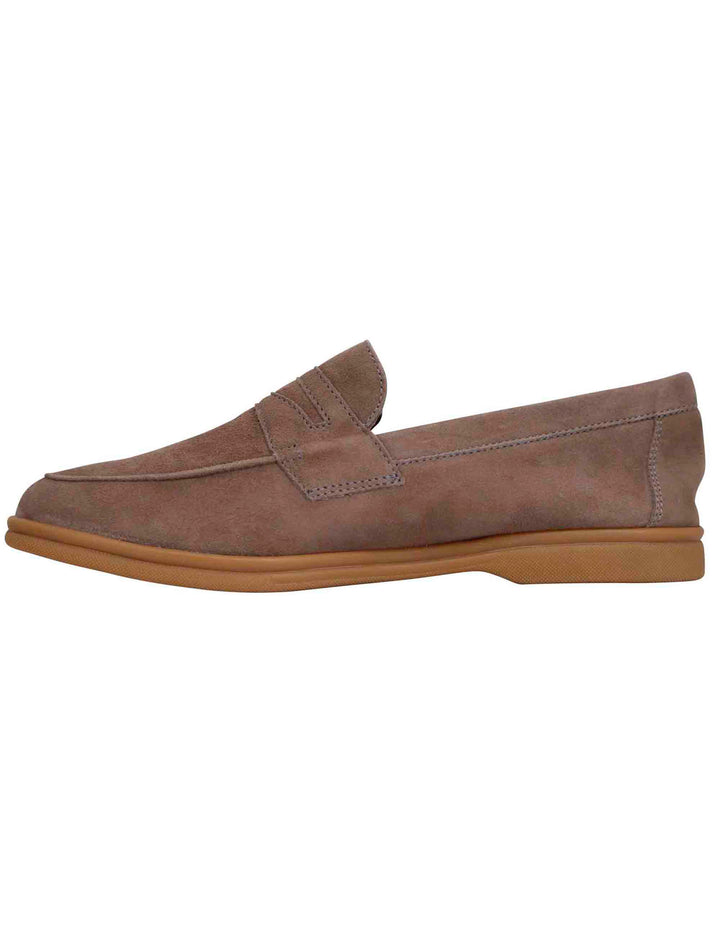 Spatarella Mocassini uomo in camoscio taupe con suola in gomma leggera Italia