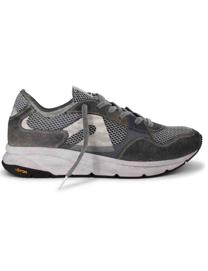 Spatarella Sneakers uomo in tessuto tecnico grigio con camoscio in tinta e suola vibram Soddisfazione Garantita