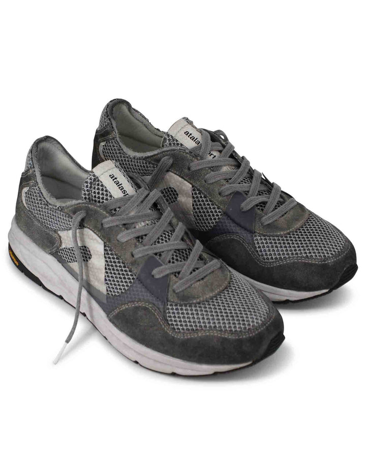 Spatarella Sneakers uomo in tessuto tecnico grigio con camoscio in tinta e suola vibram Soddisfazione Garantita