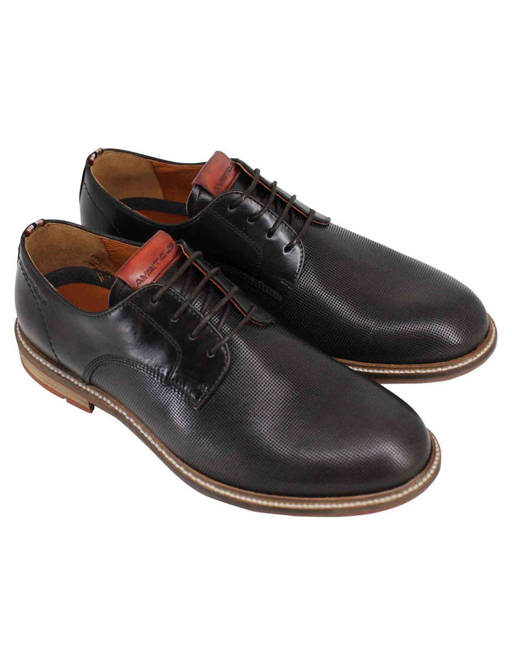 Spatarella Stringate uomo Caye in pelle marrone con suola in gomma Consegna Veloce