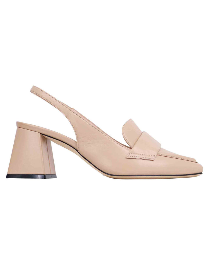 Spatarella Decollete slingback donna in pelle cipria con punta quadra Prezzo Ridotto