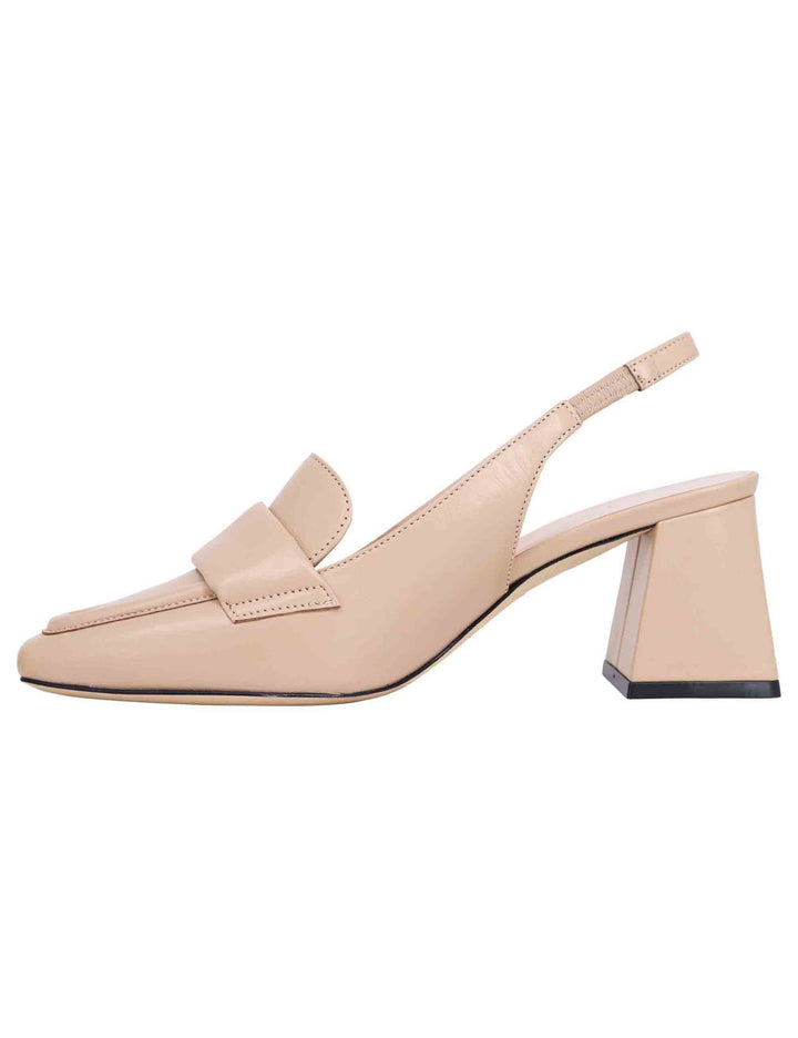 Spatarella Decollete slingback donna in pelle cipria con punta quadra Prezzo Ridotto