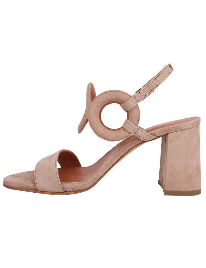 Spatarella Sandali slingback donna in camoscio beige con tacco alto e punta tonda Sottocosto
