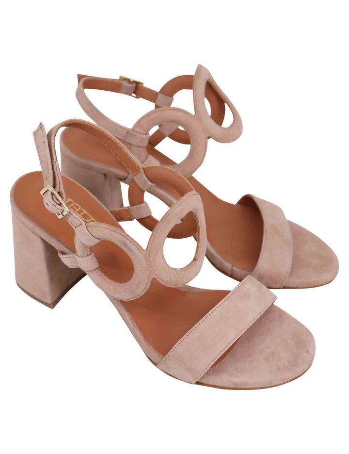 Spatarella Sandali slingback donna in camoscio beige con tacco alto e punta tonda Sottocosto