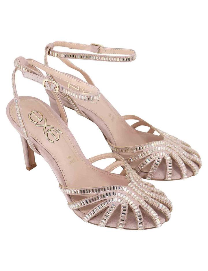 Spatarella Sandali donna in strass argento con tacco alto e cinturino alla caviglia Sconto