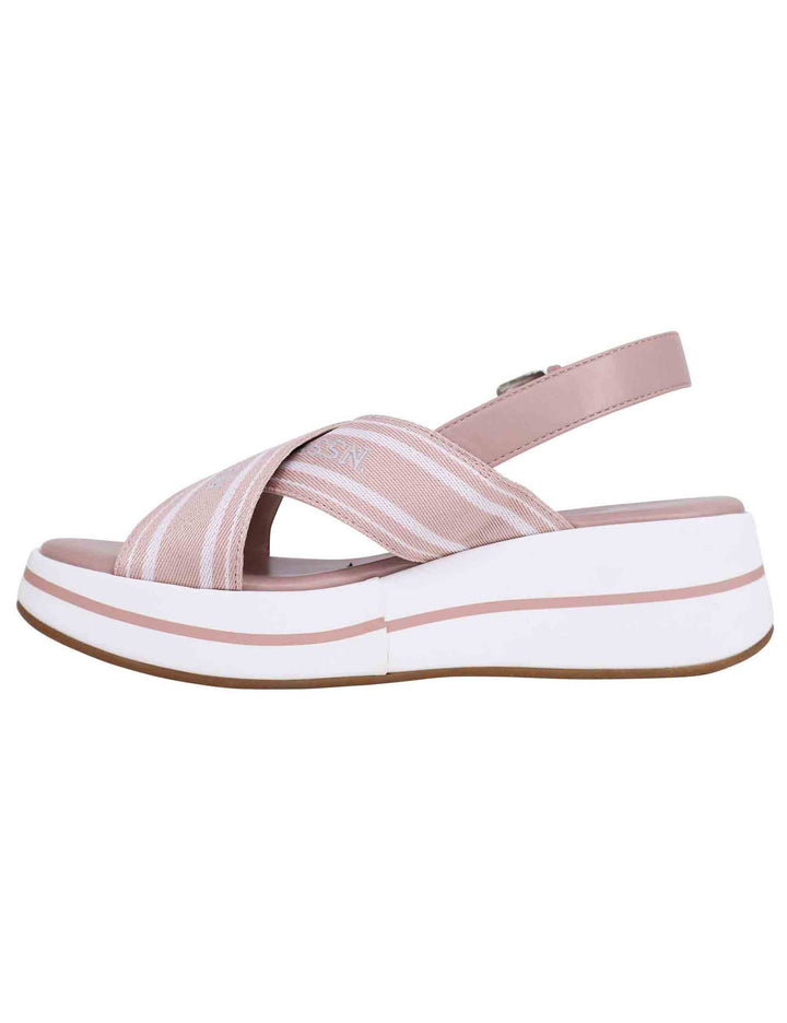 Spatarella Sandali slingback donna in tessuto nude con zeppa in gomma Online