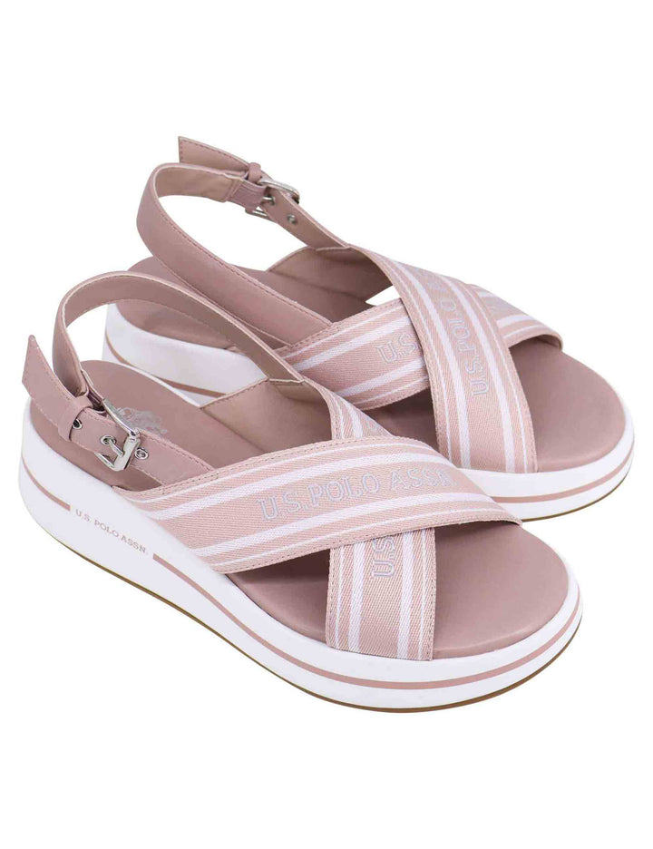 Spatarella Sandali slingback donna in tessuto nude con zeppa in gomma Online
