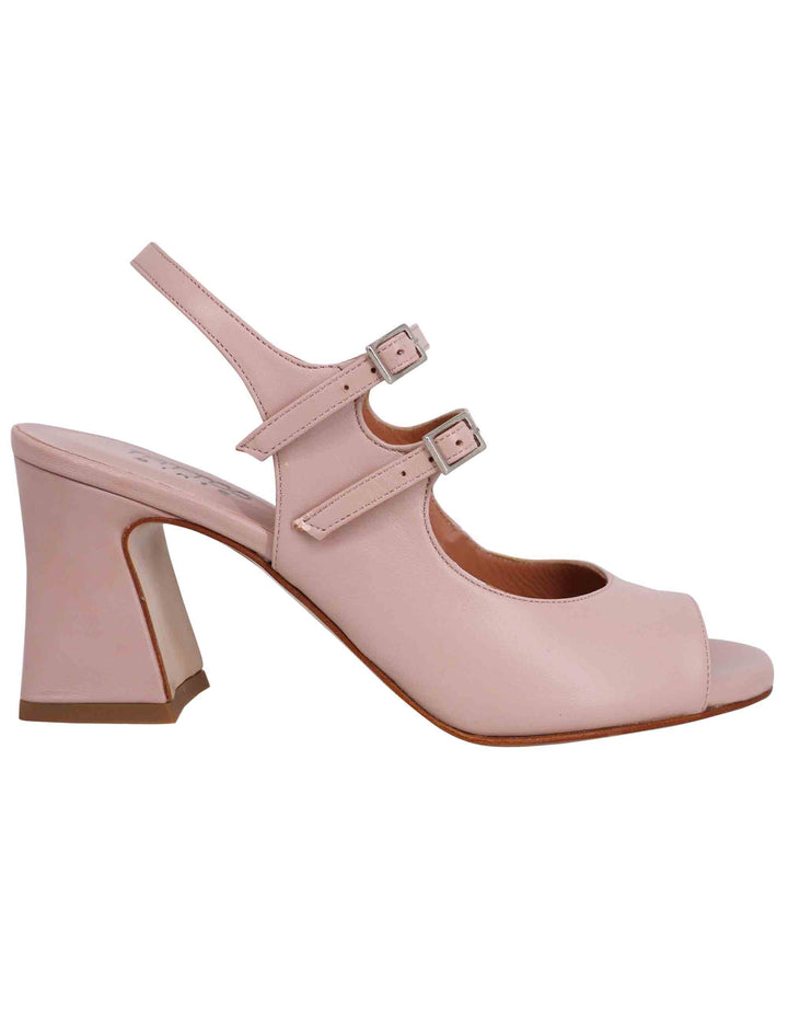 Spatarella Sandali slingback donna in pelle cipria con cinturini punta tonda e tacco alto In Vendita