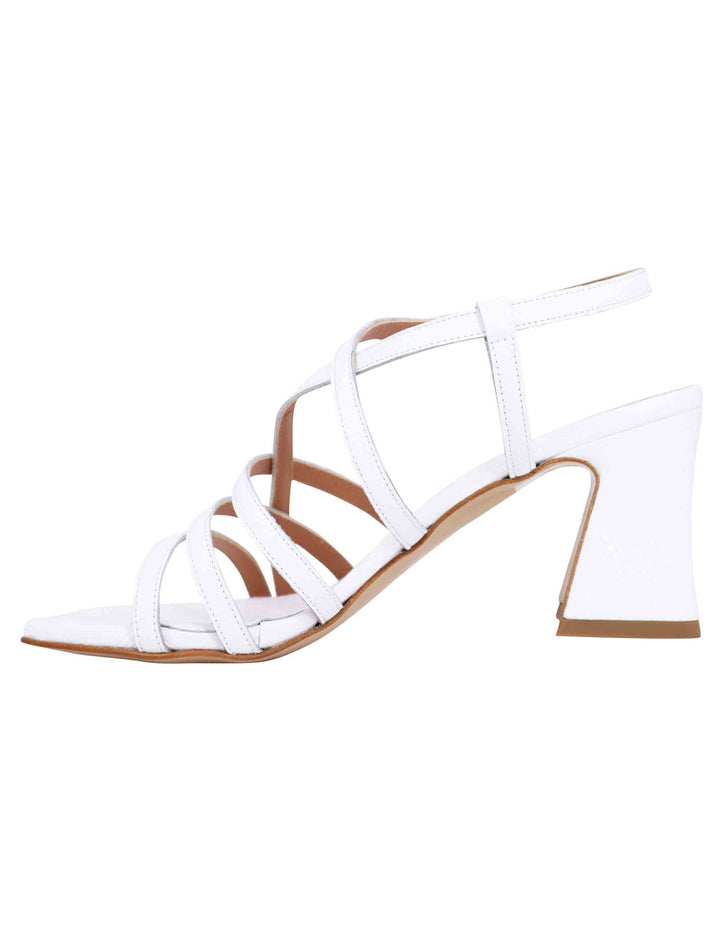 Spatarella Sandali slingback donna in pelle bianca con tacco alto e punta quadra Offerte