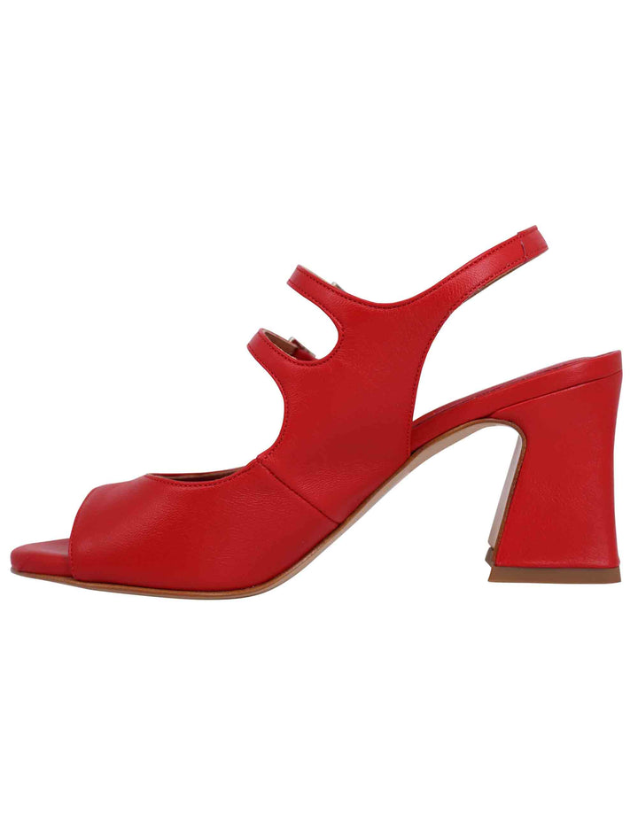 Spatarella Sandali slingback donna in pelle rossa con cinturini punta tonda e tacco alto Hotsell