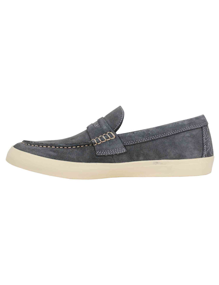 Spatarella Mocassini uomo Moki Suede in camoscio grigio con suola in gomma bianca Shopping Online