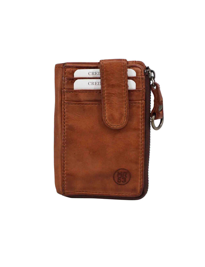 Spatarella Portacarte uomo con zip in pelle vintage cuoio Shopping Online
