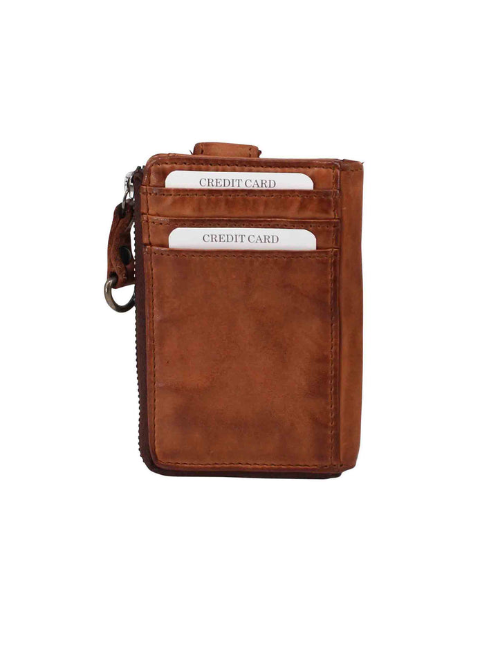 Spatarella Portacarte uomo con zip in pelle vintage cuoio Shopping Online