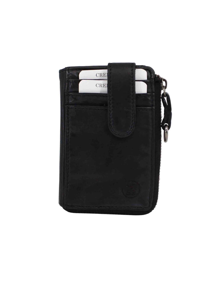 Spatarella Portacarte uomo con zip in pelle vintage nero Convenienza