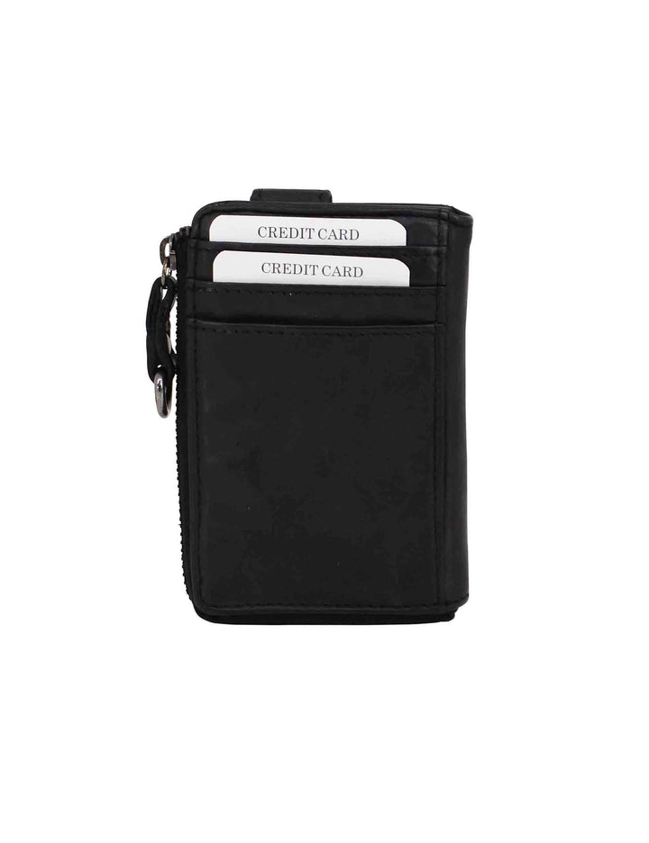 Spatarella Portacarte uomo con zip in pelle vintage nero Convenienza