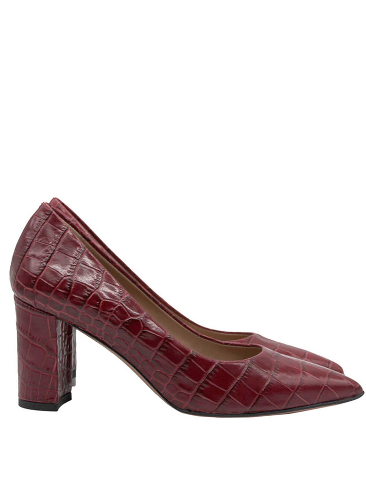 Spatarella Calzature Donna Décolleté in Pelle Stampata Cocco di Colore Rosso Tacco Alto Economico