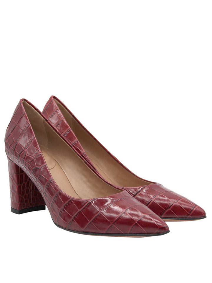Spatarella Calzature Donna Décolleté in Pelle Stampata Cocco di Colore Rosso Tacco Alto Economico