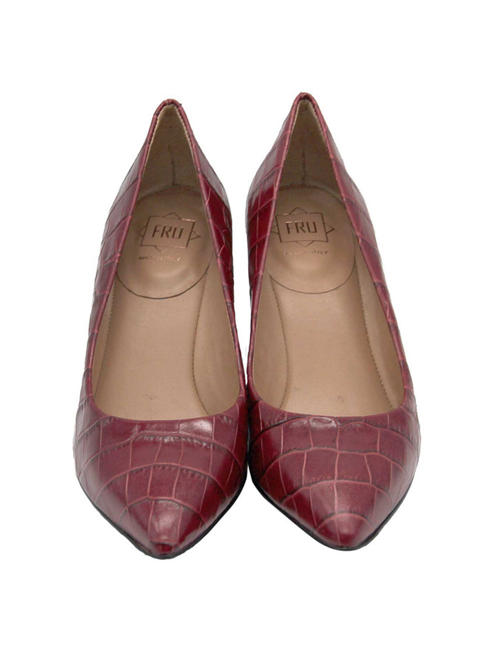 Spatarella Calzature Donna Décolleté in Pelle Stampata Cocco di Colore Rosso Tacco Alto Economico