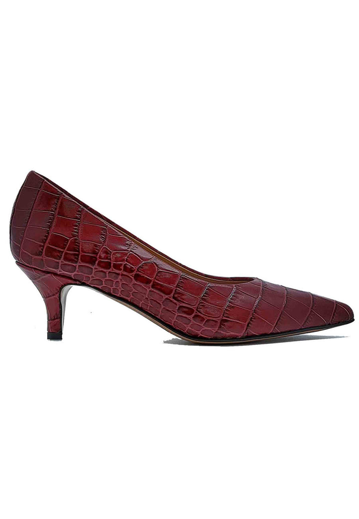 Spatarella Calzature Donna Décolleté in Pelle Stampta Cocco Rosso con Punta a Punta Online
