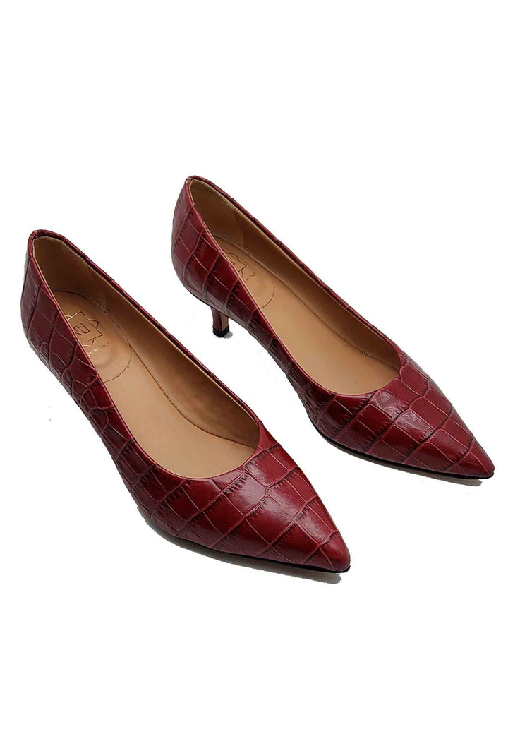 Spatarella Calzature Donna Décolleté in Pelle Stampta Cocco Rosso con Punta a Punta Online