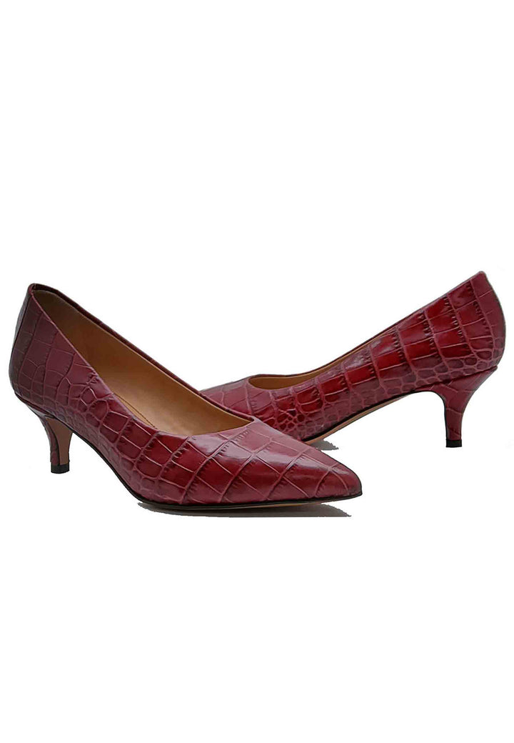 Spatarella Calzature Donna Décolleté in Pelle Stampta Cocco Rosso con Punta a Punta Online